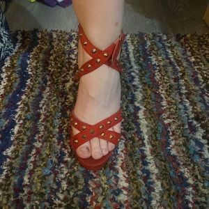 Super Sexy Red Strappy Heels Sz 7